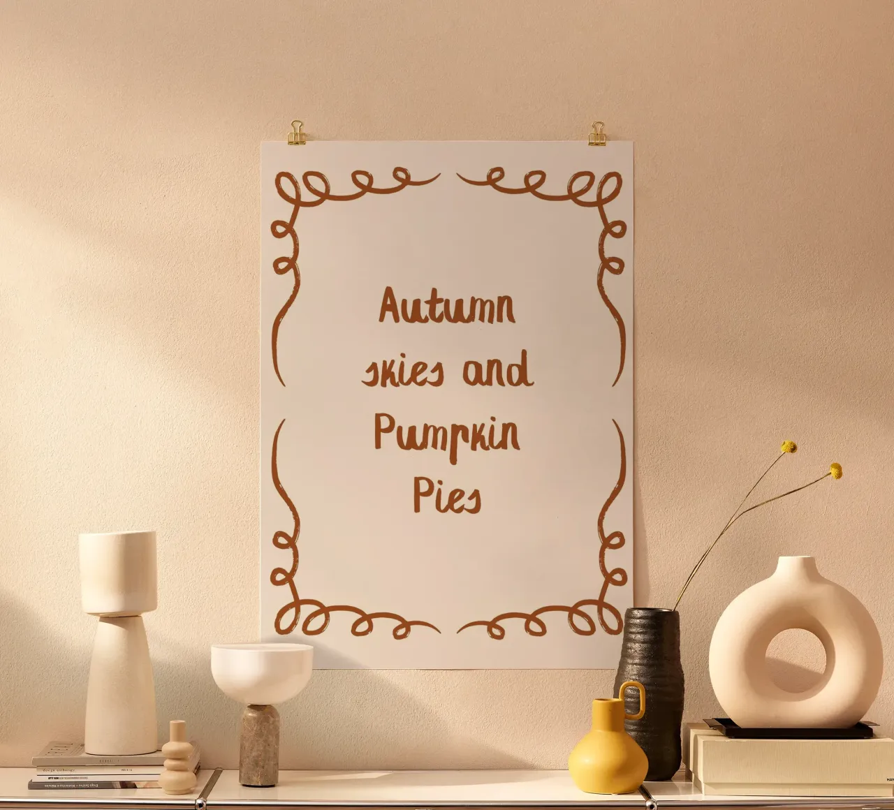 Cieli d'autunno e torte di zucca - Stampa autunnale accogliente poster da vintagepod