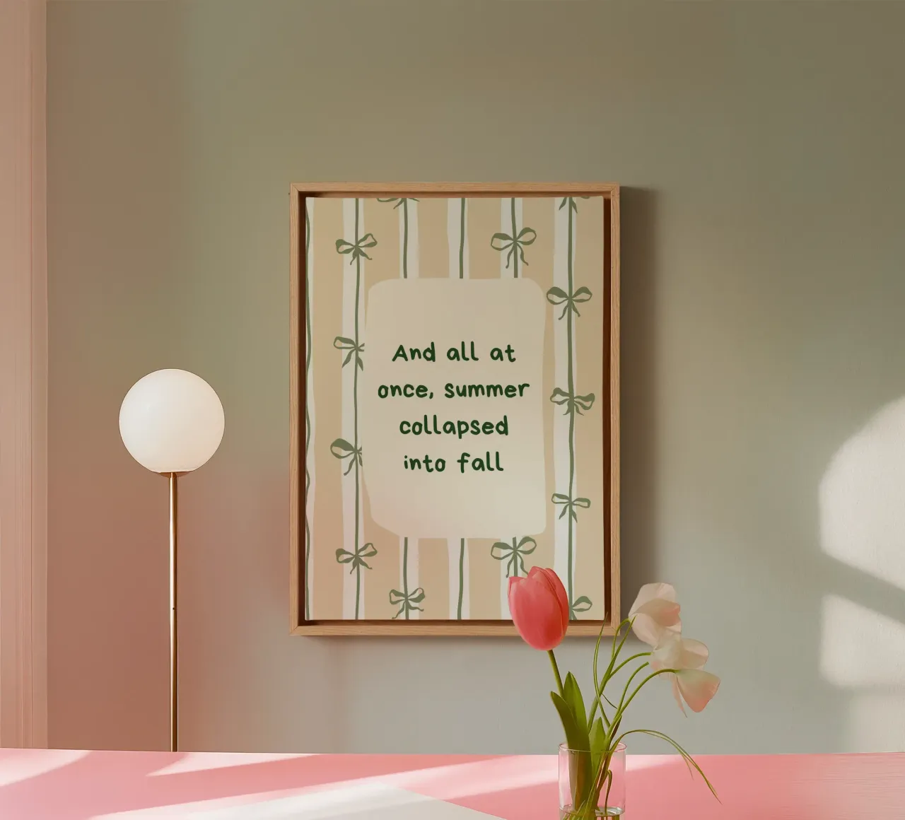 Summer Collapsed Into Fall Bows Aesthetic Print canvas with Floater frame by vintagepod