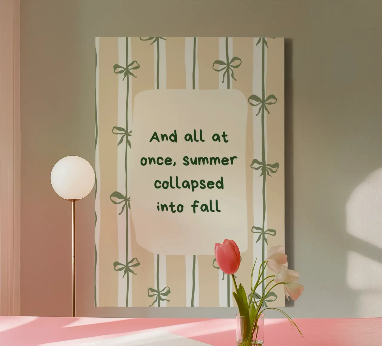 Summer Collapsed Into Fall Bows Aesthetic Print canvas with Floater frame by vintagepod