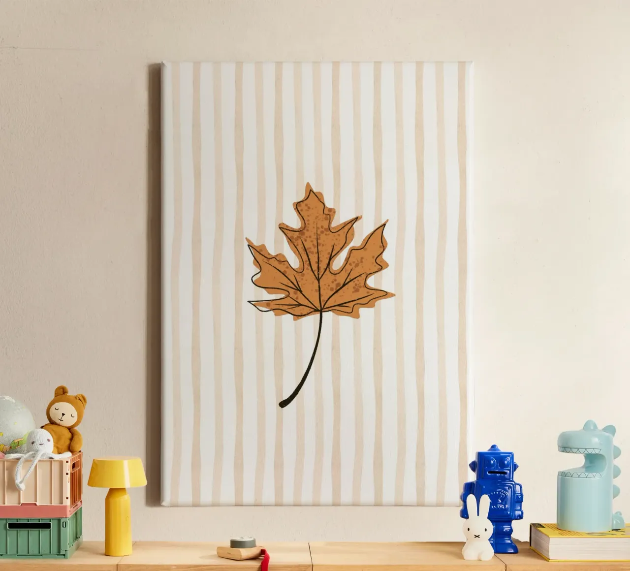 Single Maple Leaf Fall Aesthetic Wall Print canvas with Floater frame by vintagepod