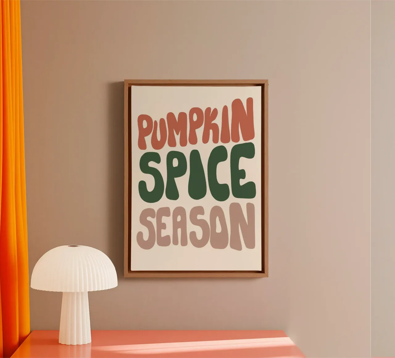 Pumpkin Spice Seizoen Retro Herfst Esthetische Print canvas met Baklijst van vintagepod