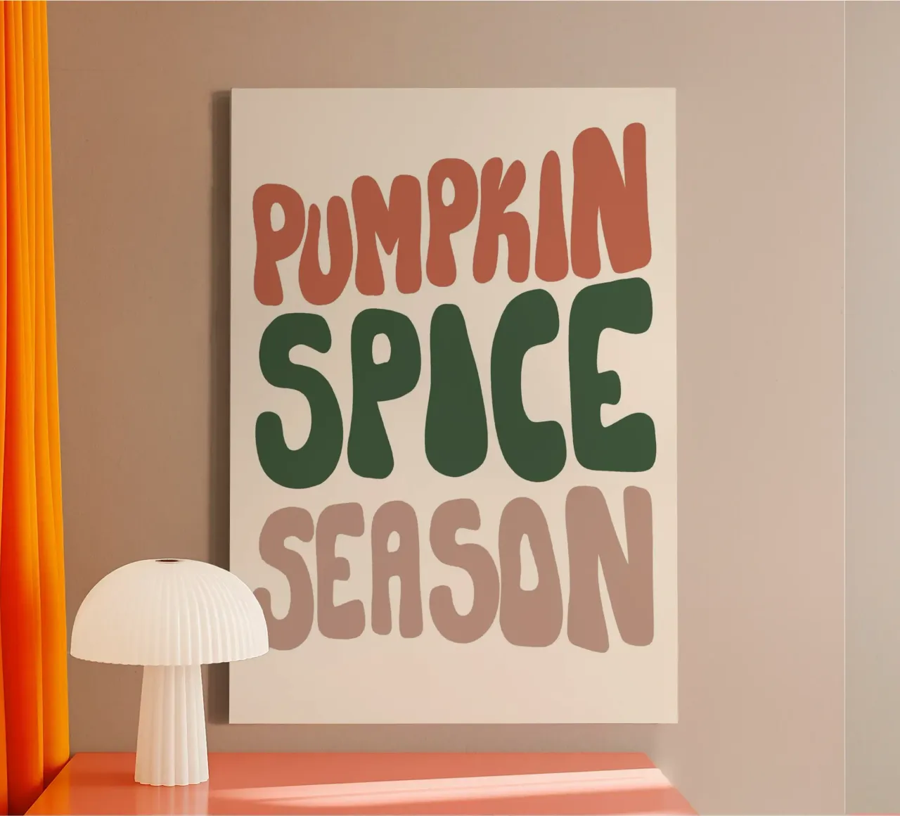 Pumpkin Spice Seizoen Retro Herfst Esthetische Print canvas met Baklijst van vintagepod