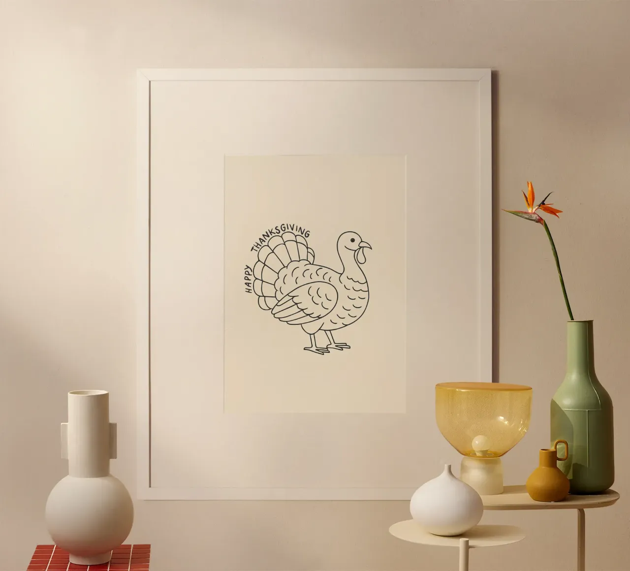 Tacchino del Ringraziamento - Arte di linea minimalista poster da vintagepod
