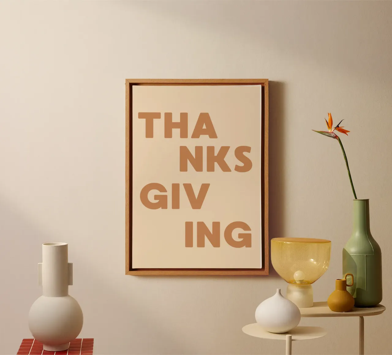 Poster tipografico verticale moderno per il Ringraziamento tela con Cornice a cassetta da vintagepod