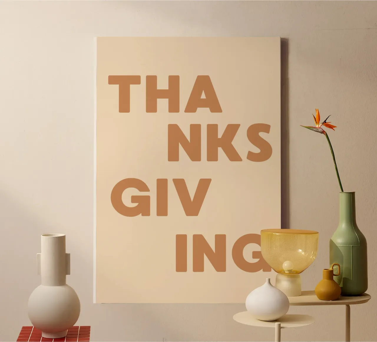 Poster tipografico verticale moderno per il Ringraziamento tela con Cornice a cassetta da vintagepod