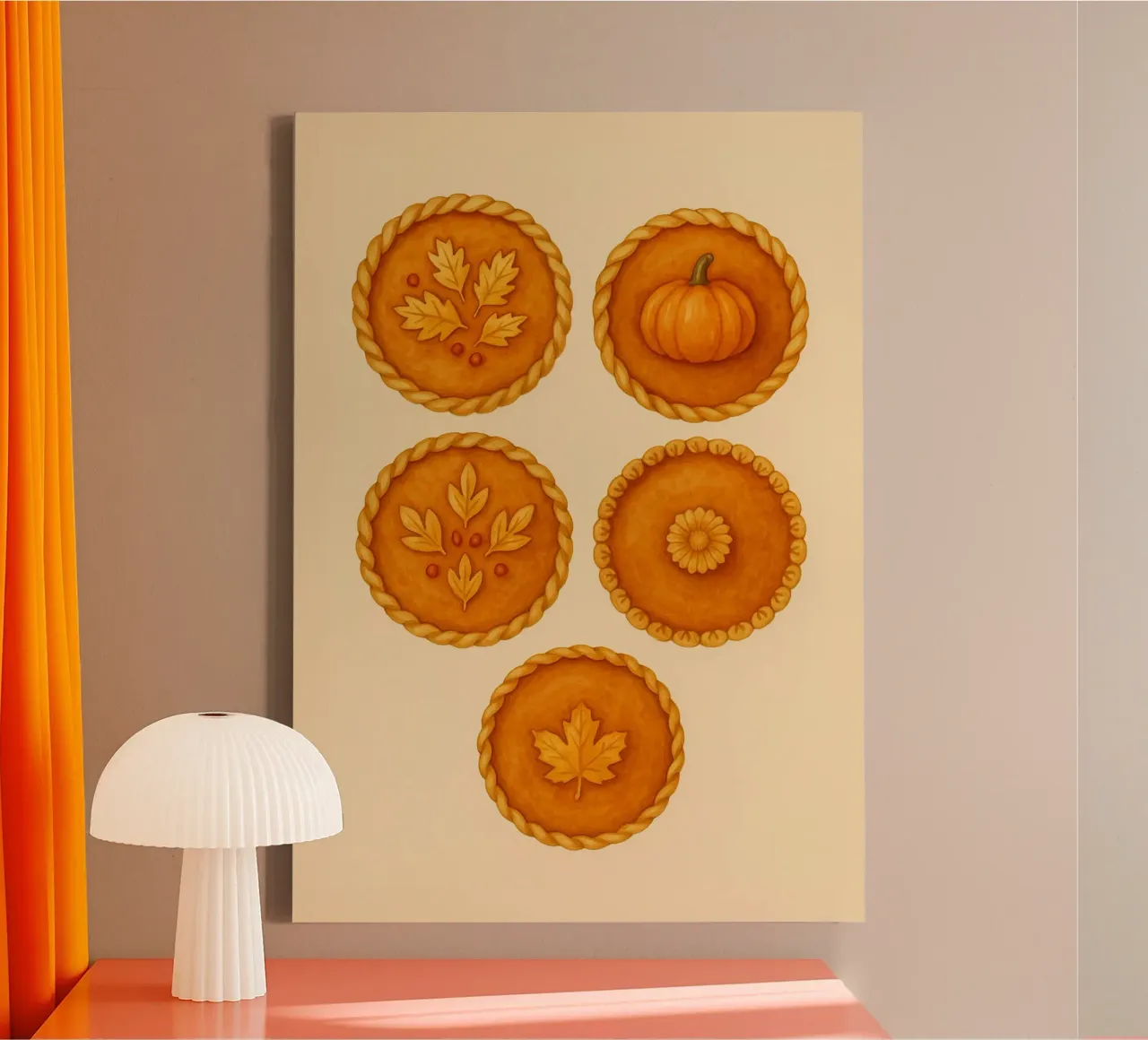 Torte del Ringraziamento Dessert d'autunno Arte alimentare tela con Cornice a cassetta da vintagepod