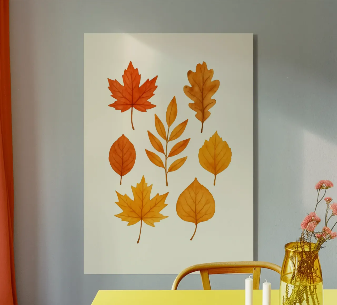 Otoño Hojas Acuarela Otoño Botánico Imprimir metacrilato de vintagepod