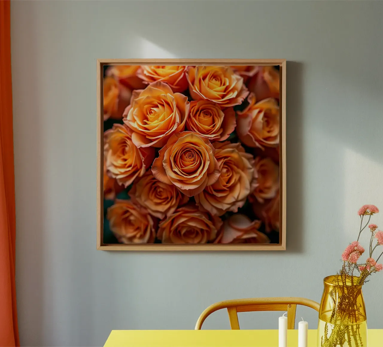 Rose_arancio tela con Cornice a cassetta da Farb- und Blütenzauber by LK