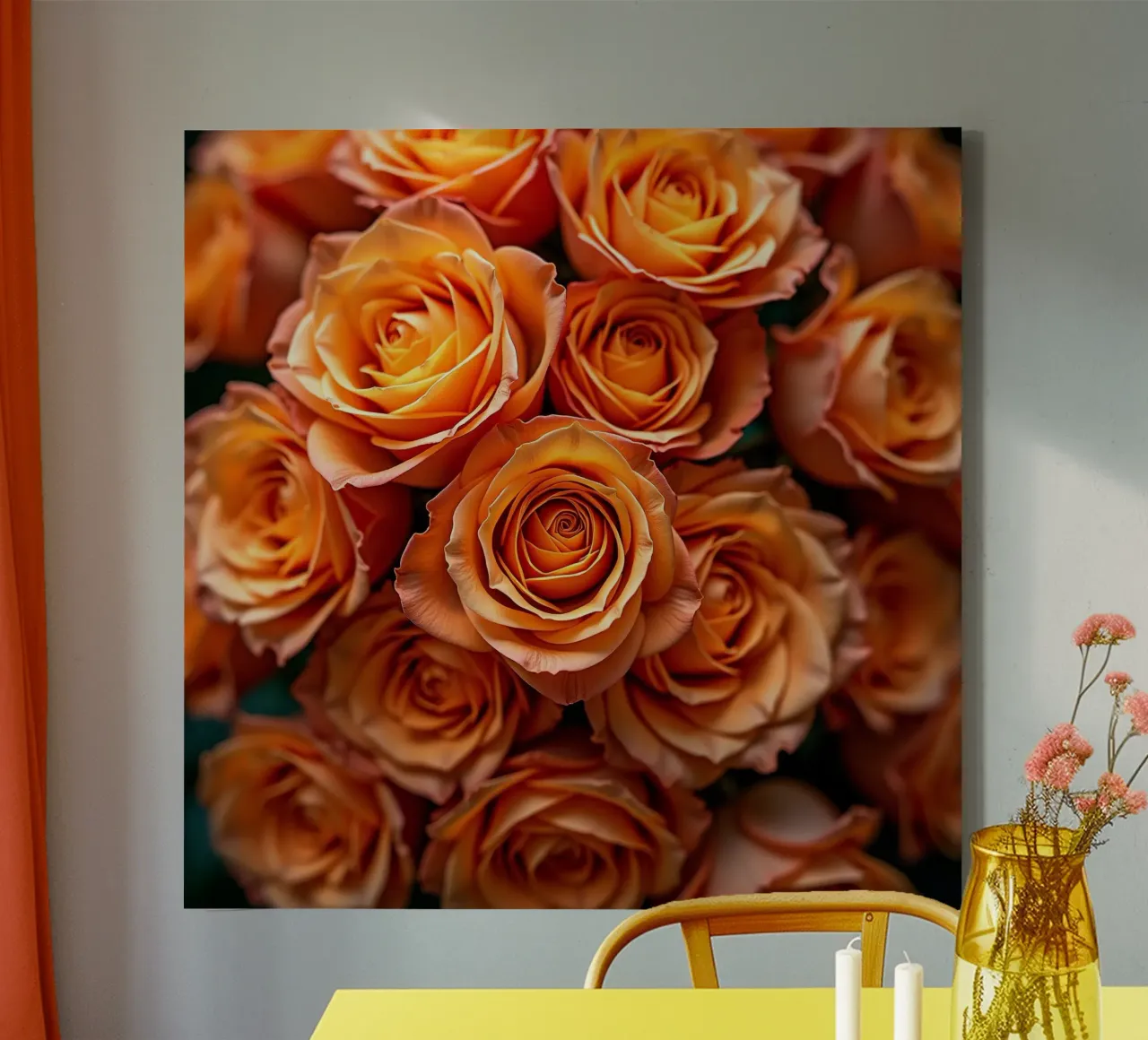 Rose_arancio tela con Cornice a cassetta da Farb- und Blütenzauber by LK