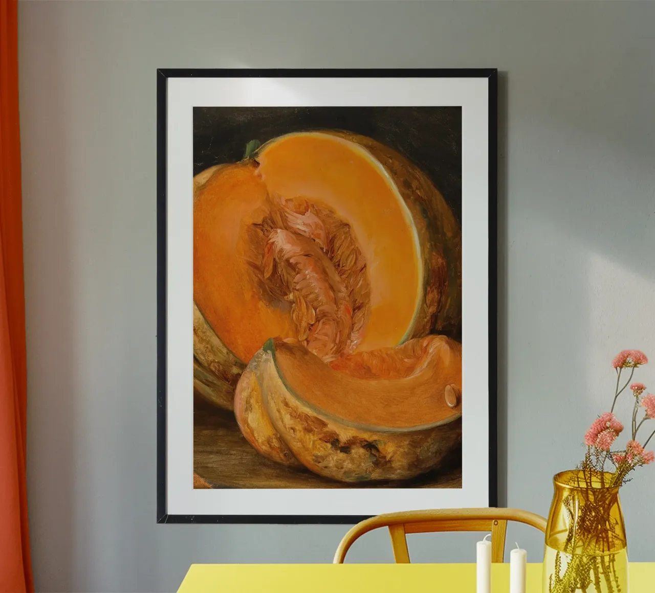 Stilleben mit Kürbissen Klassisches Ölgemälde Poster mit Aluminium Rahmen von vintagepod