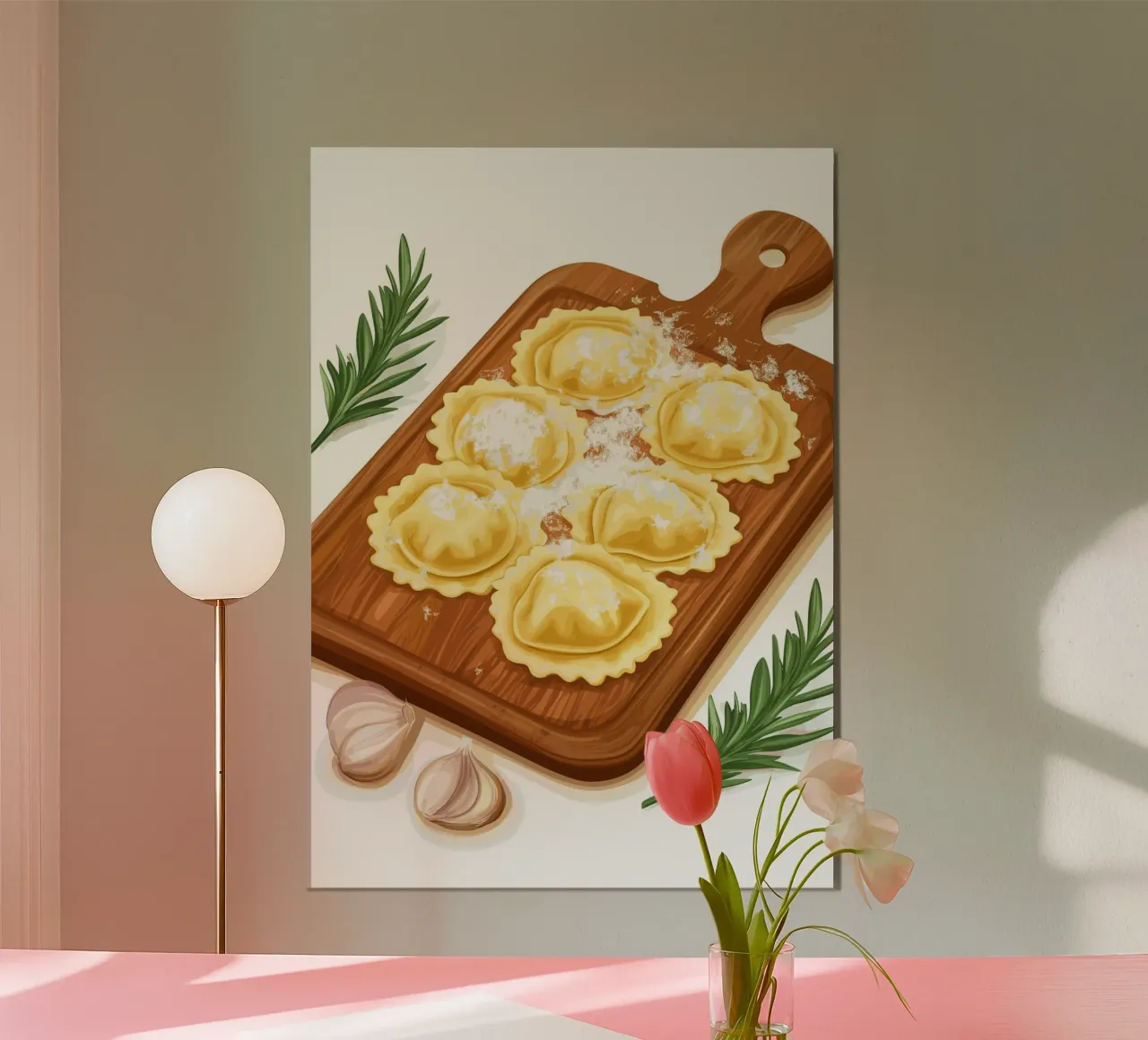 Ravioli italiani su tavola di legno poster da pixelbull - medieval art and more