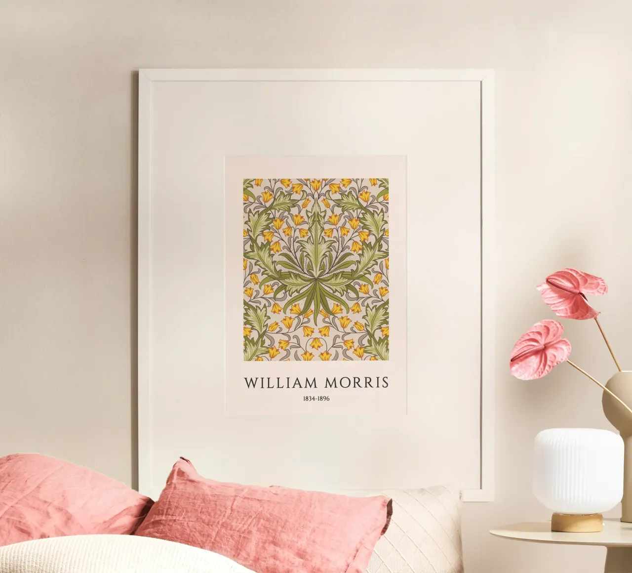 William Morris Goudsbloem Arts & Crafts Print poster met houten frame van vintagepod
