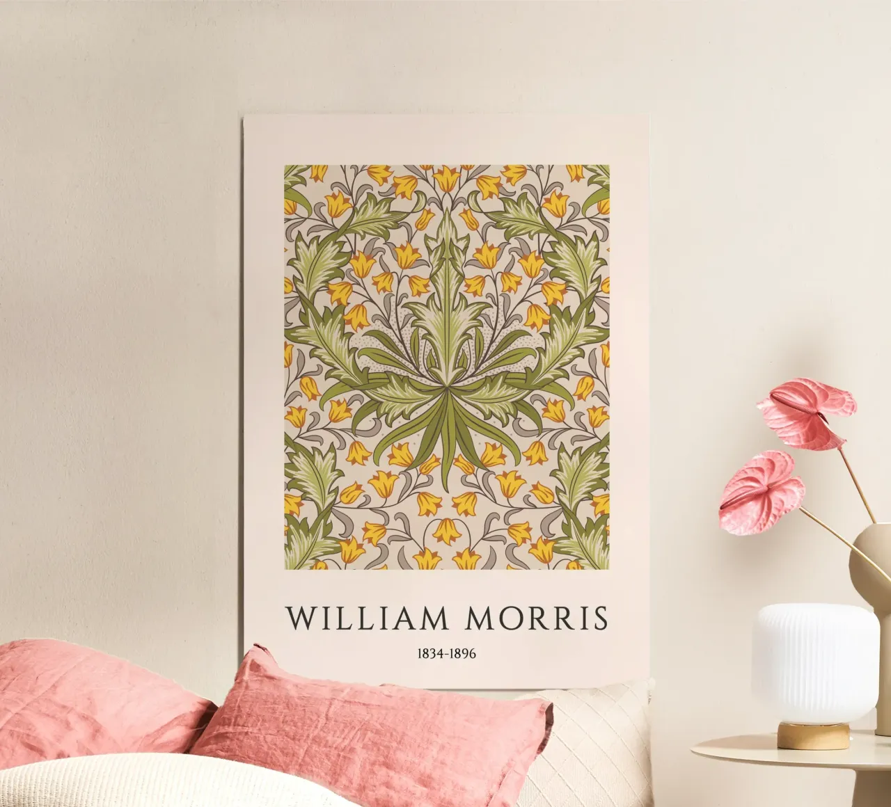 William Morris Goudsbloem Arts & Crafts Print poster met houten frame van vintagepod