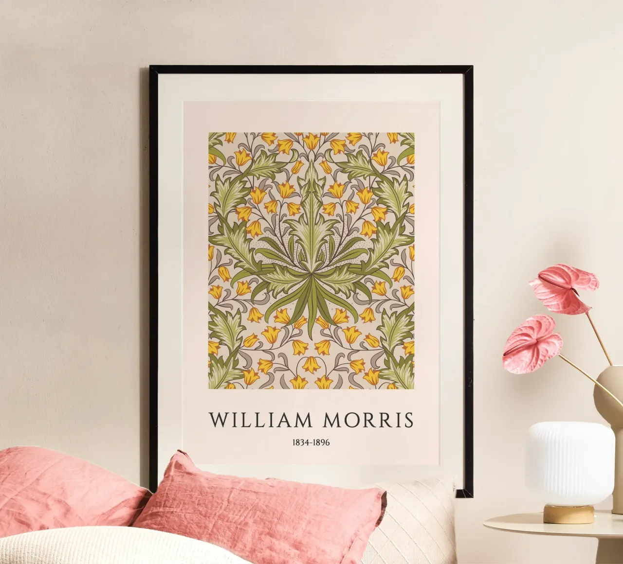 William Morris Goudsbloem Arts & Crafts Print poster met houten frame van vintagepod