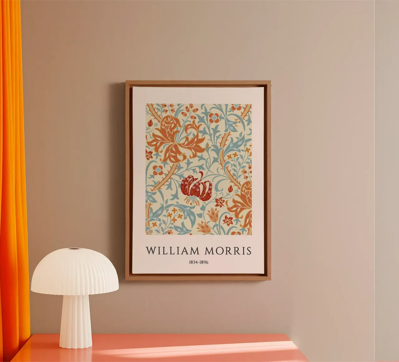 William Morris Pomegranate & Lily Arts & Crafts Print canvas with Floater frame by vintagepod