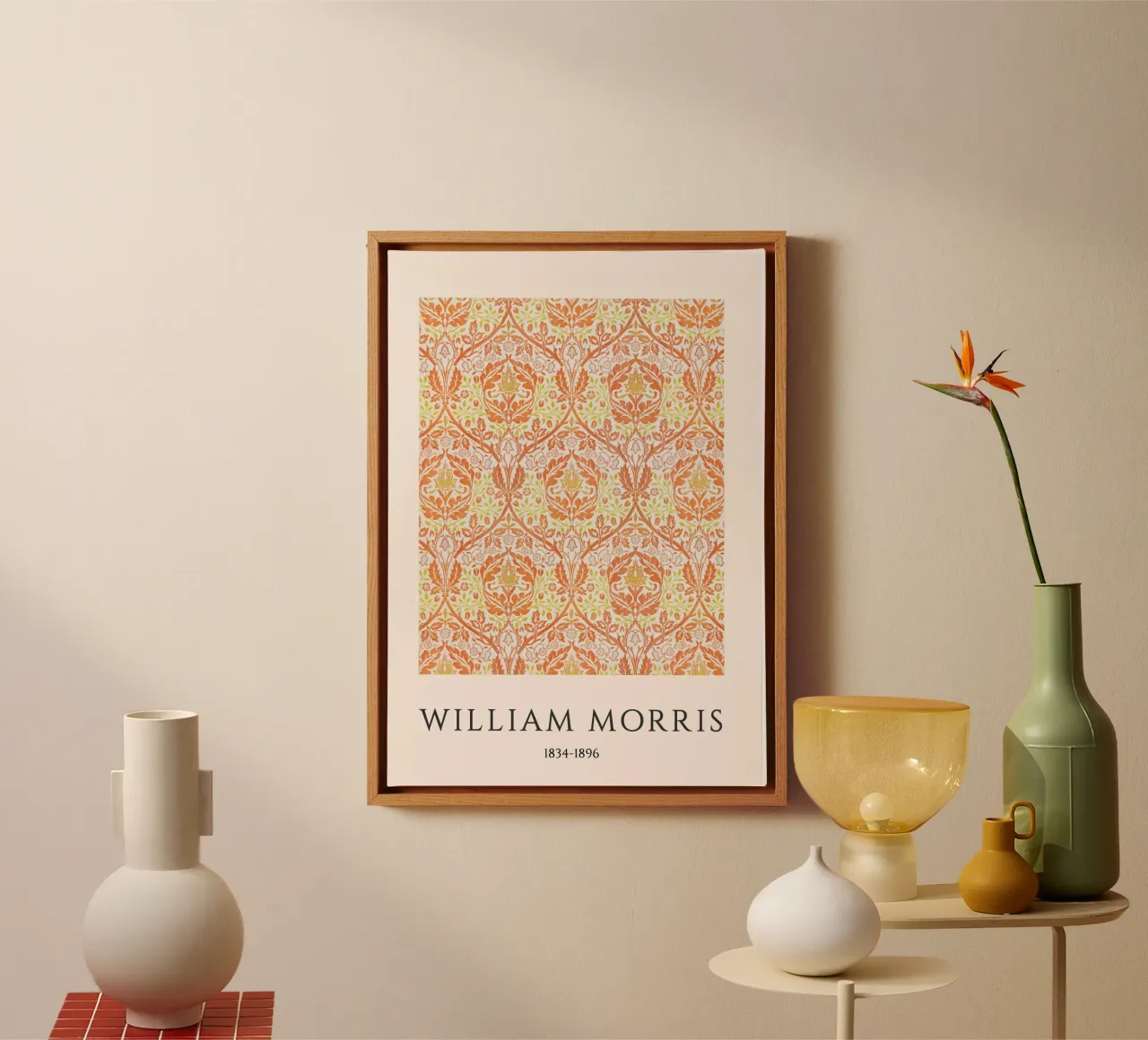 William Morris Arancione Estetico Stampa Arts & Crafts tela con Cornice a cassetta da vintagepod