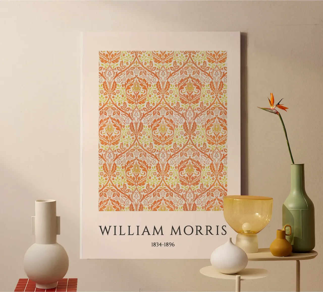 William Morris Arancione Estetico Stampa Arts & Crafts tela con Cornice a cassetta da vintagepod