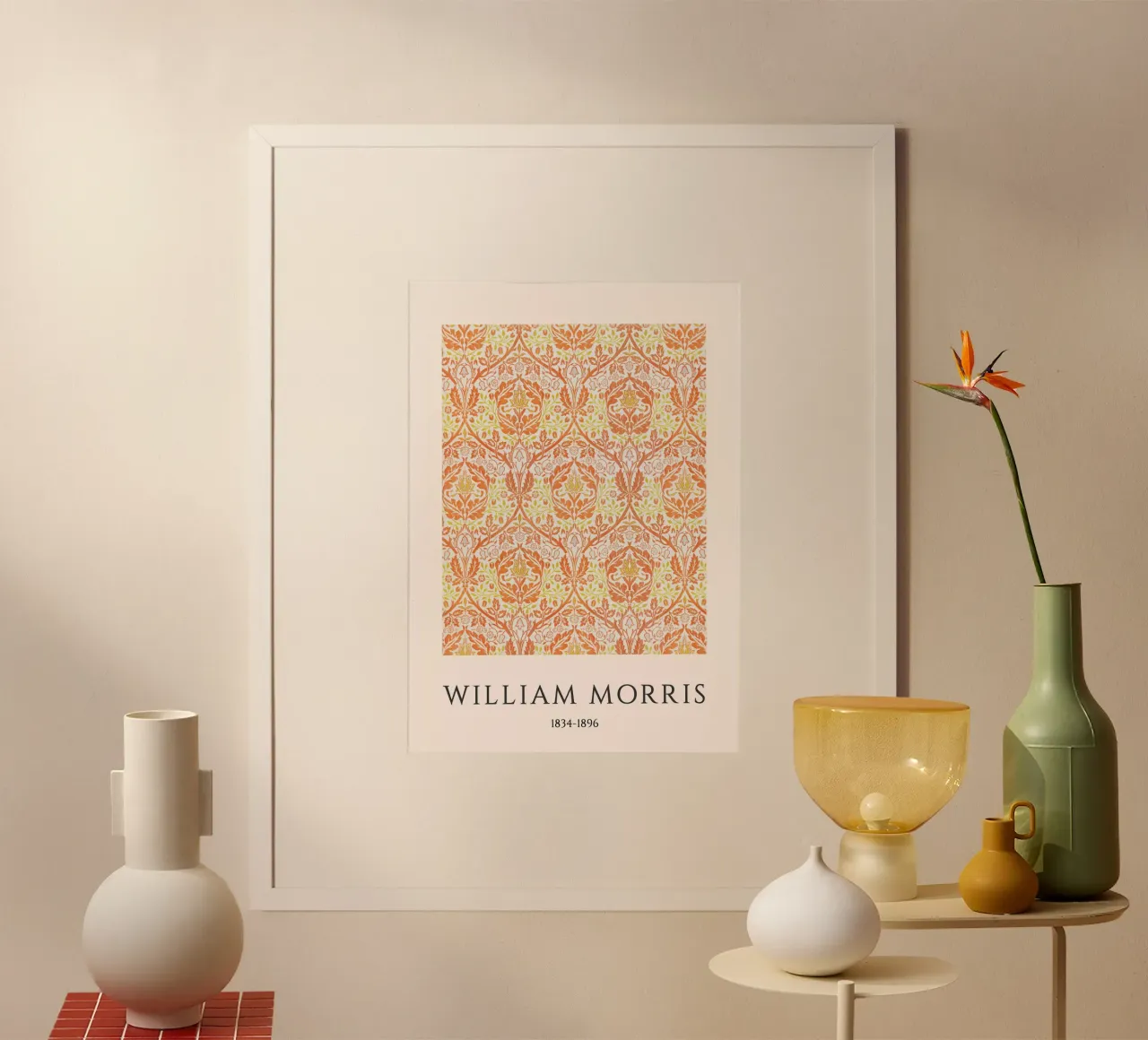 William Morris Arancione Estetico Stampa Arts & Crafts poster con telaio in alluminio da vintagepod