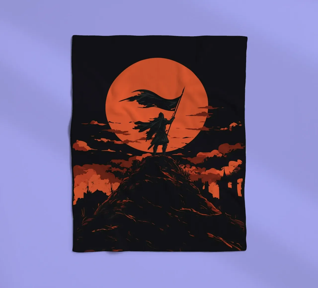 Guerrieri davanti a una luna rosso sangue coperta in pile da pixelbull - medieval art and more