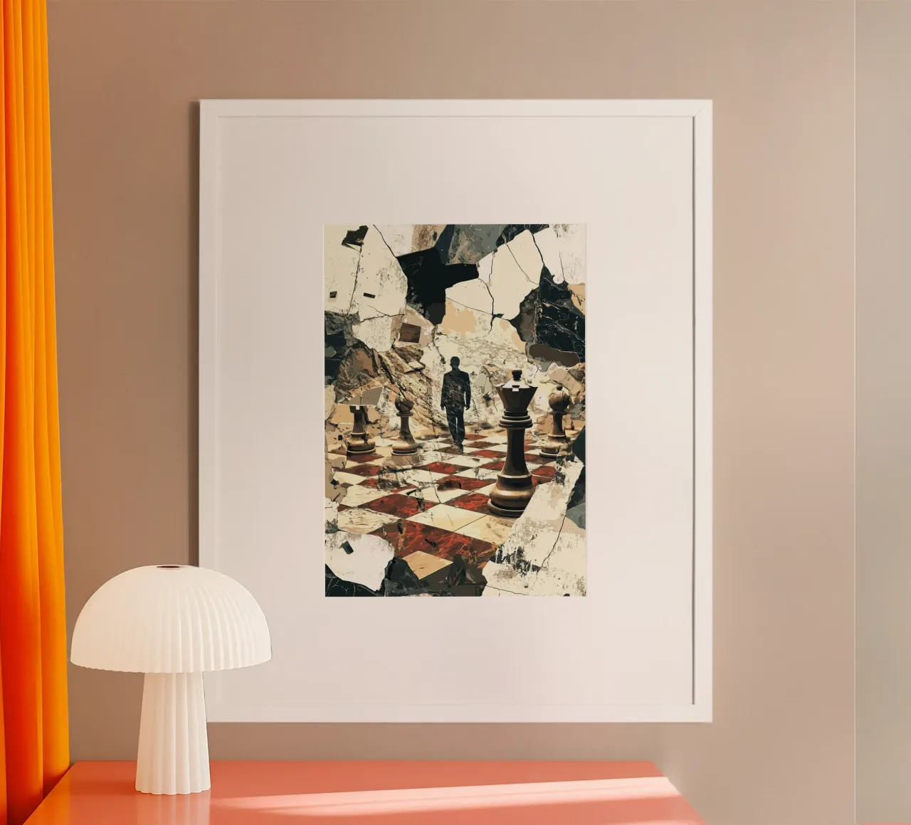 L'uomo nel labirinto degli scacchi poster con telaio in alluminio da pixelbull - medieval art and more