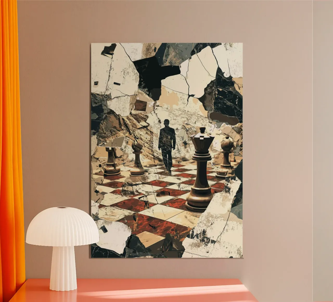 L'uomo nel labirinto degli scacchi poster con telaio in alluminio da pixelbull - medieval art and more