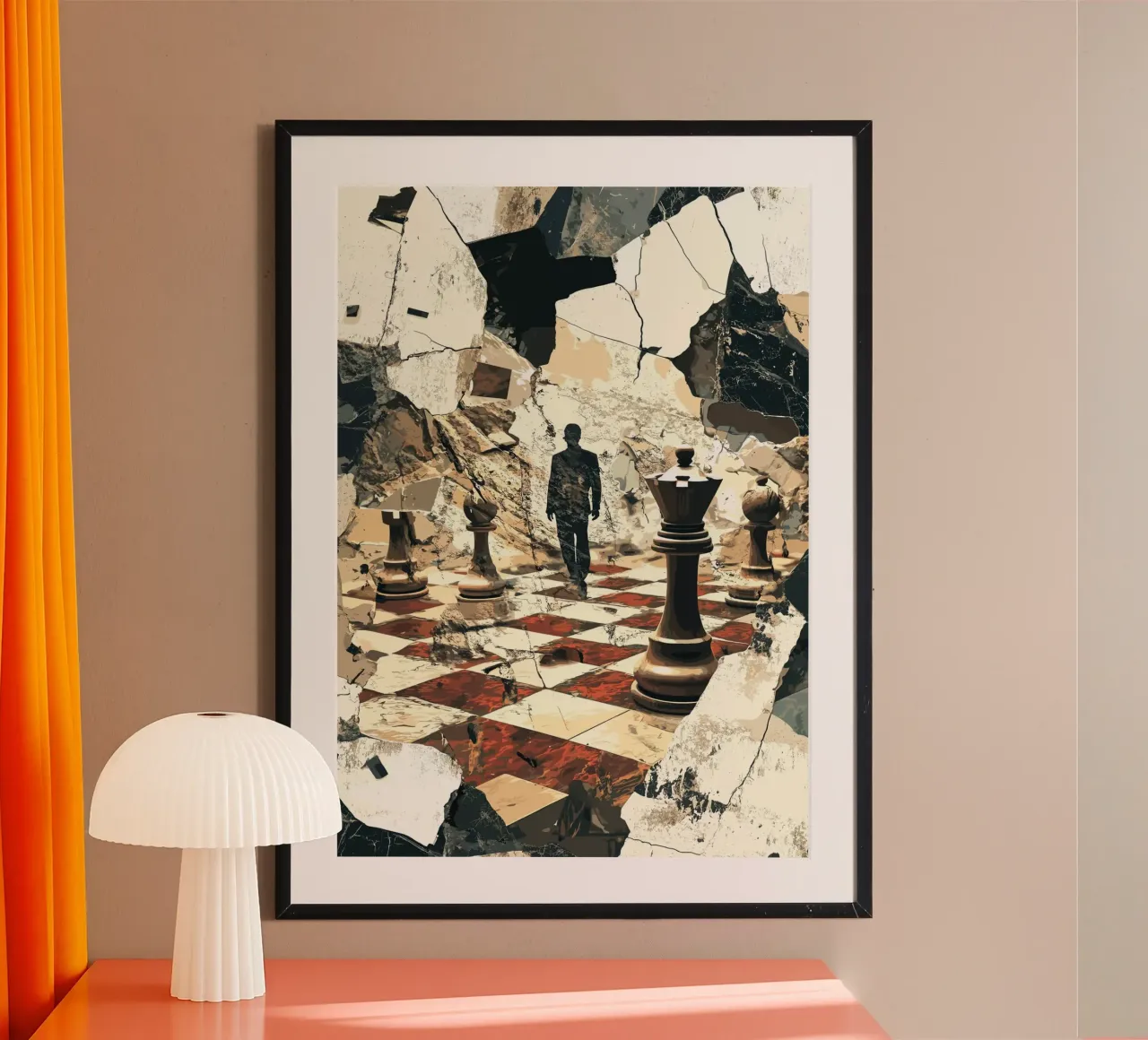 L'uomo nel labirinto degli scacchi poster con telaio in alluminio da pixelbull - medieval art and more