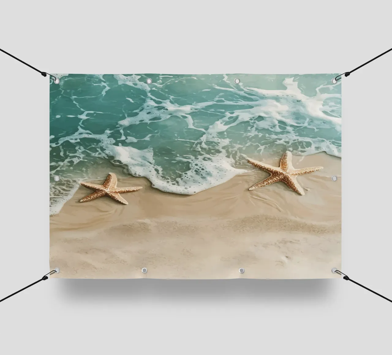 Due stelle marine in riva al mare telo in pvc da pixelbull - medieval art and more