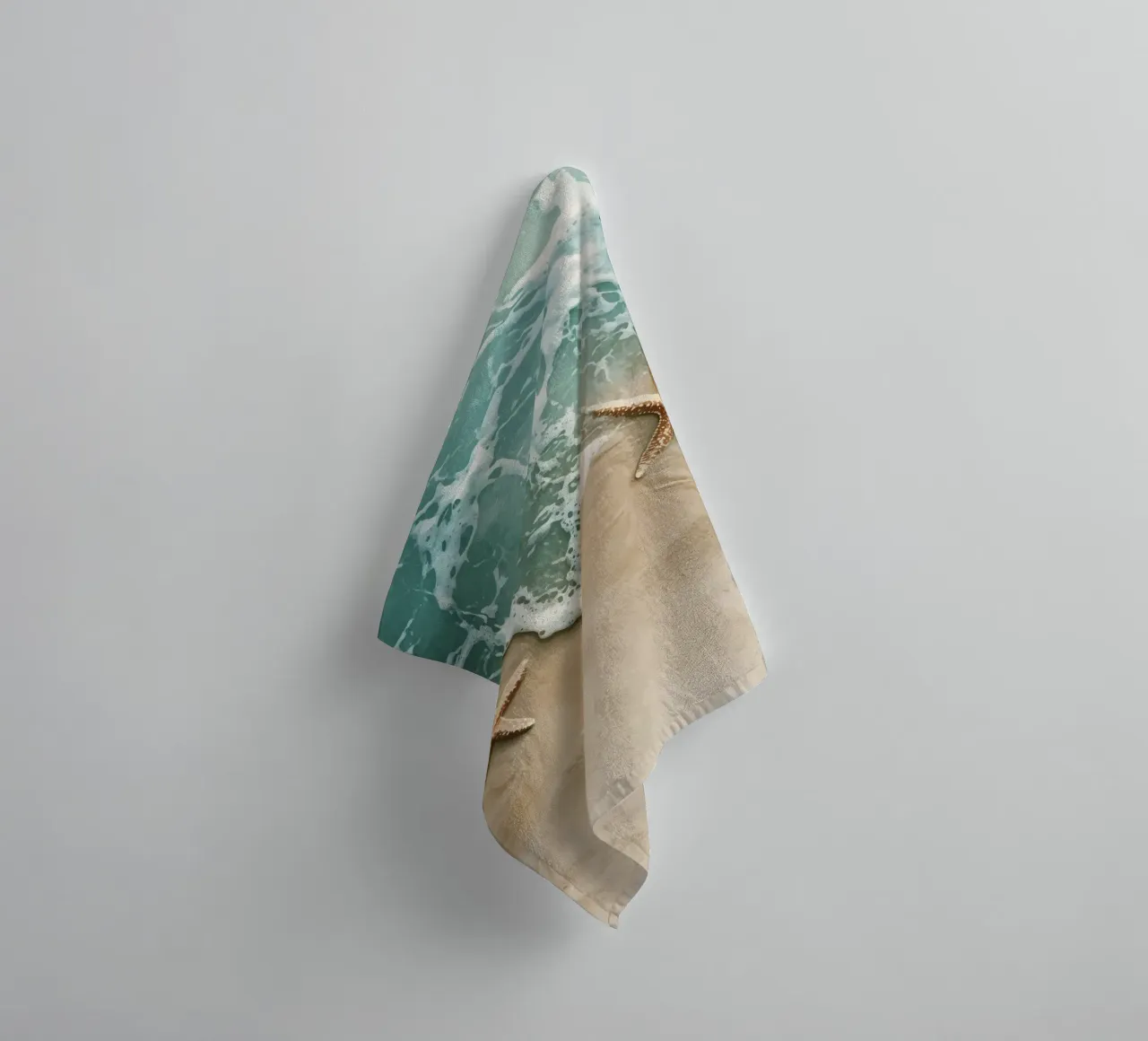 Two starfish on the seashore towel by pixelbull - medieval art and more