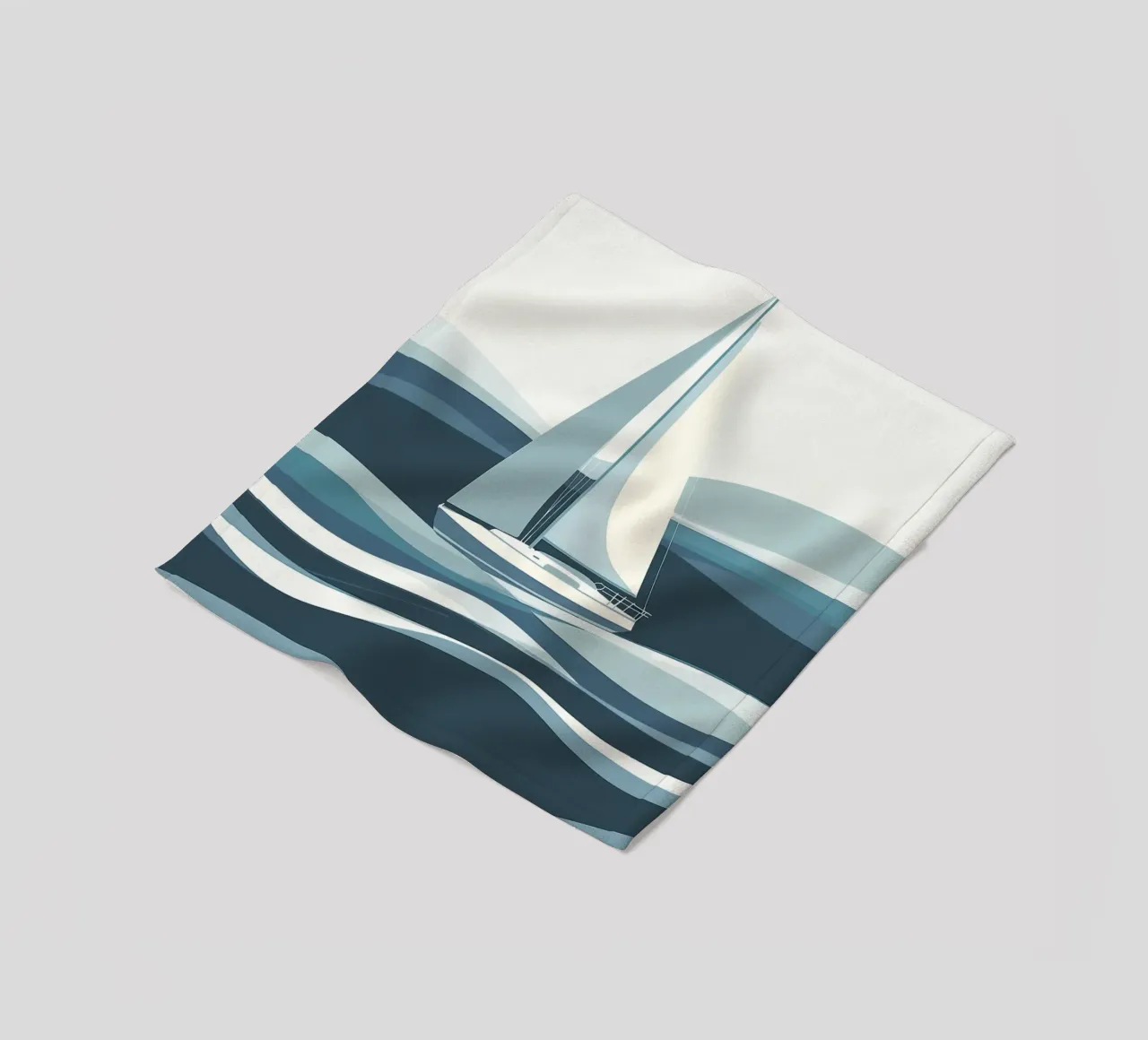 Barca a vela su un oceano stilizzato coperta in pile da pixelbull - medieval art and more
