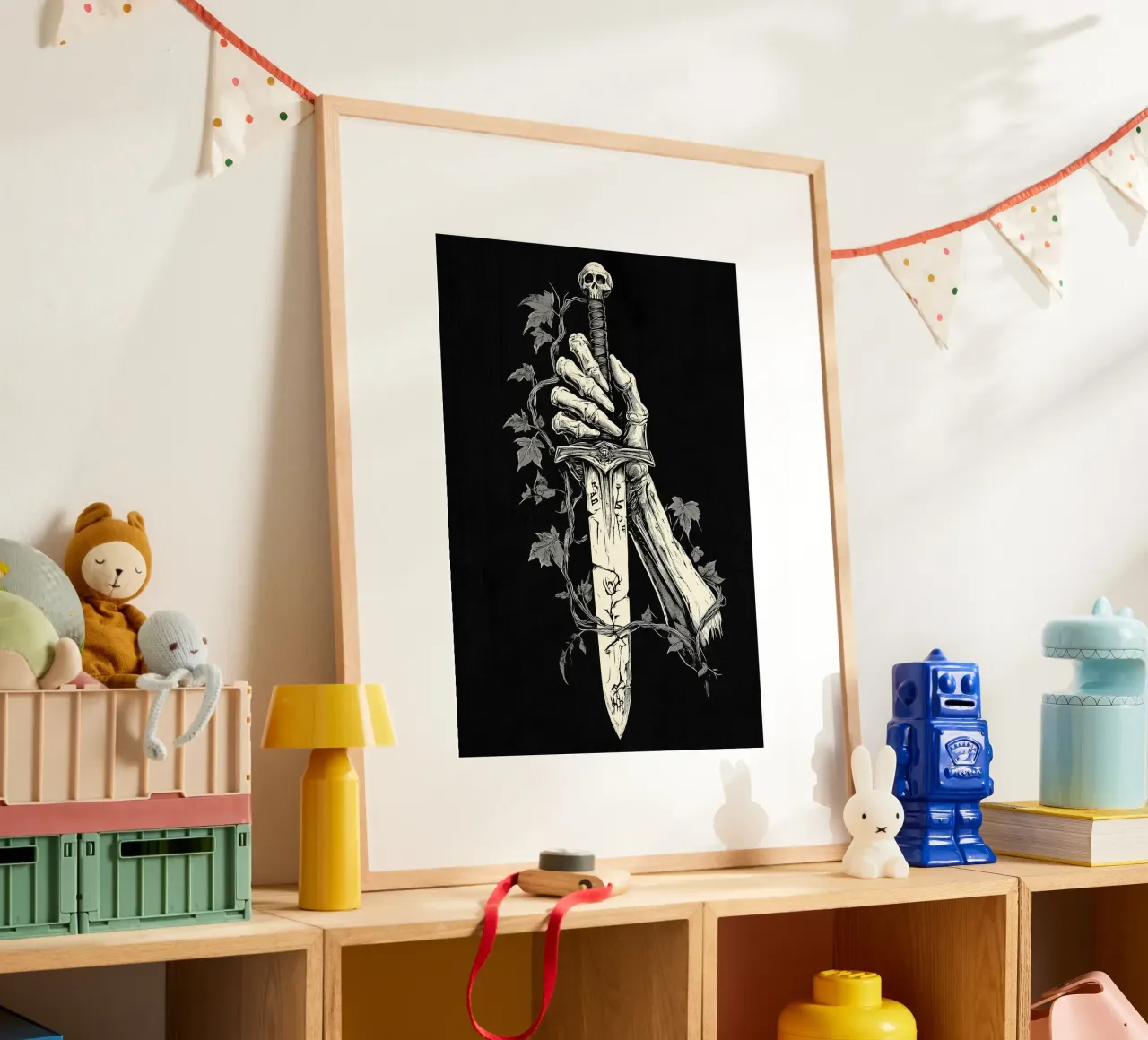 Skeleton reaches for cursed sword poster by pixelbull - medieval art and more