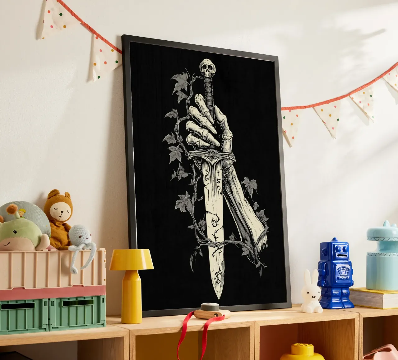 Skeleton reaches for cursed sword poster by pixelbull - medieval art and more