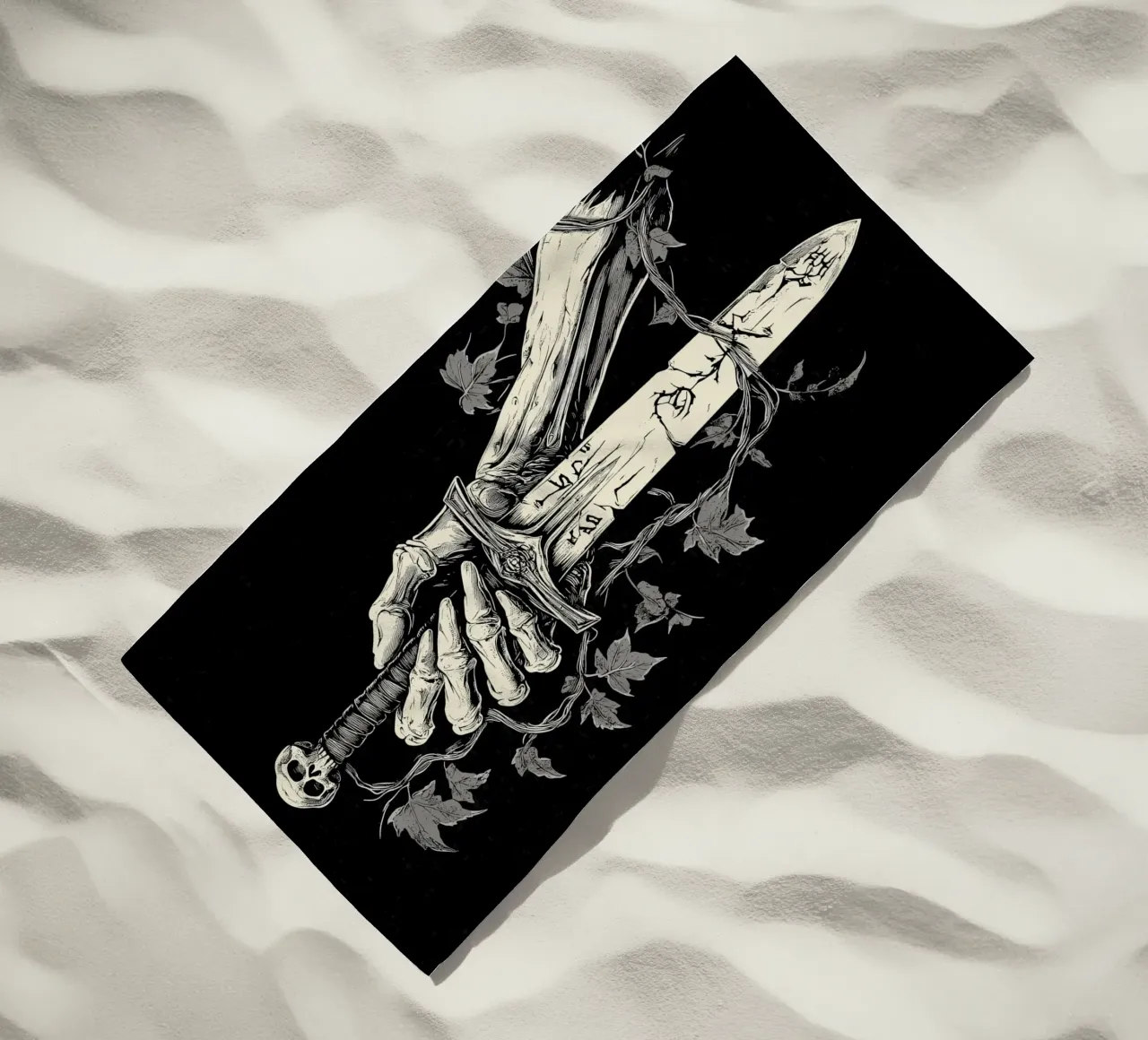 Lo scheletro prende la spada maledetta telo mare da pixelbull - medieval art and more