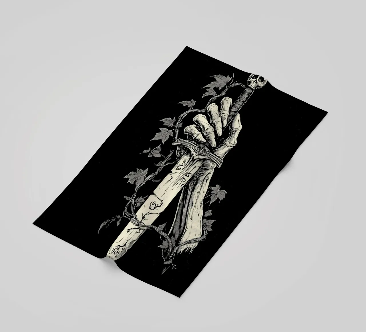 Lo scheletro prende la spada maledetta telo mare da pixelbull - medieval art and more