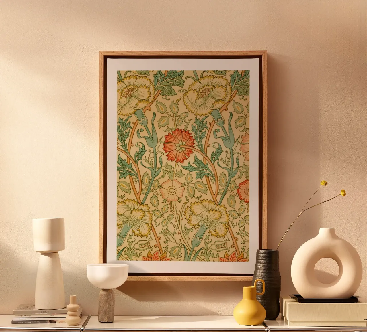 William Morris Anjer Arts & Crafts Print canvas met Baklijst van vintagepod