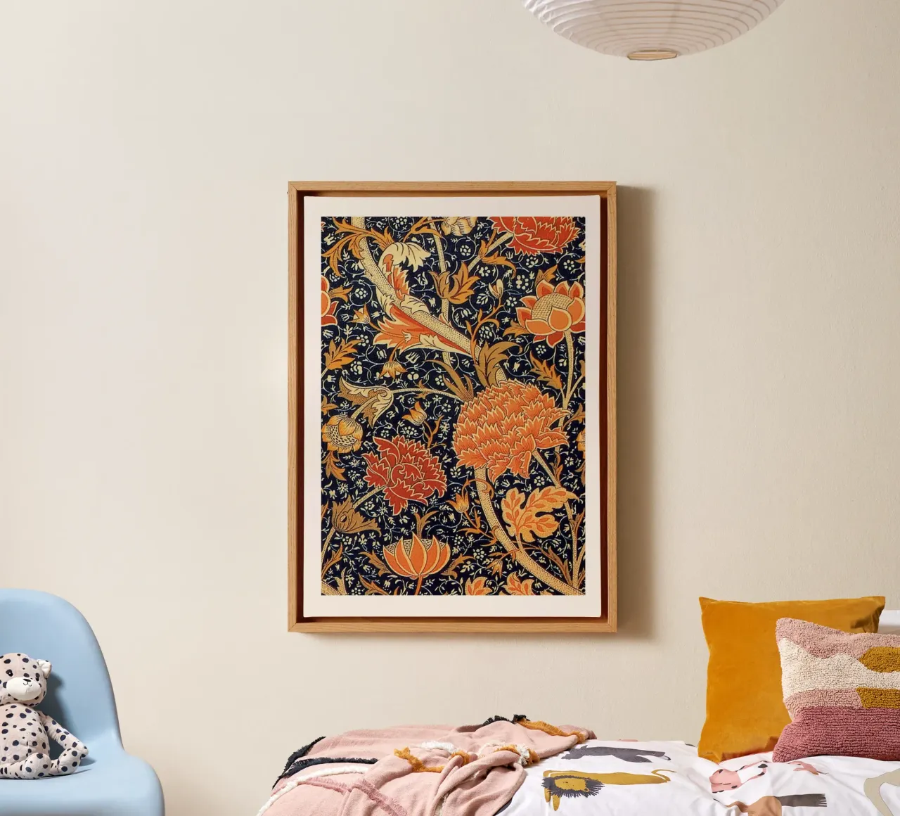 William Morris Donkere Bloemen Arts & Crafts Print canvas met Baklijst van vintagepod