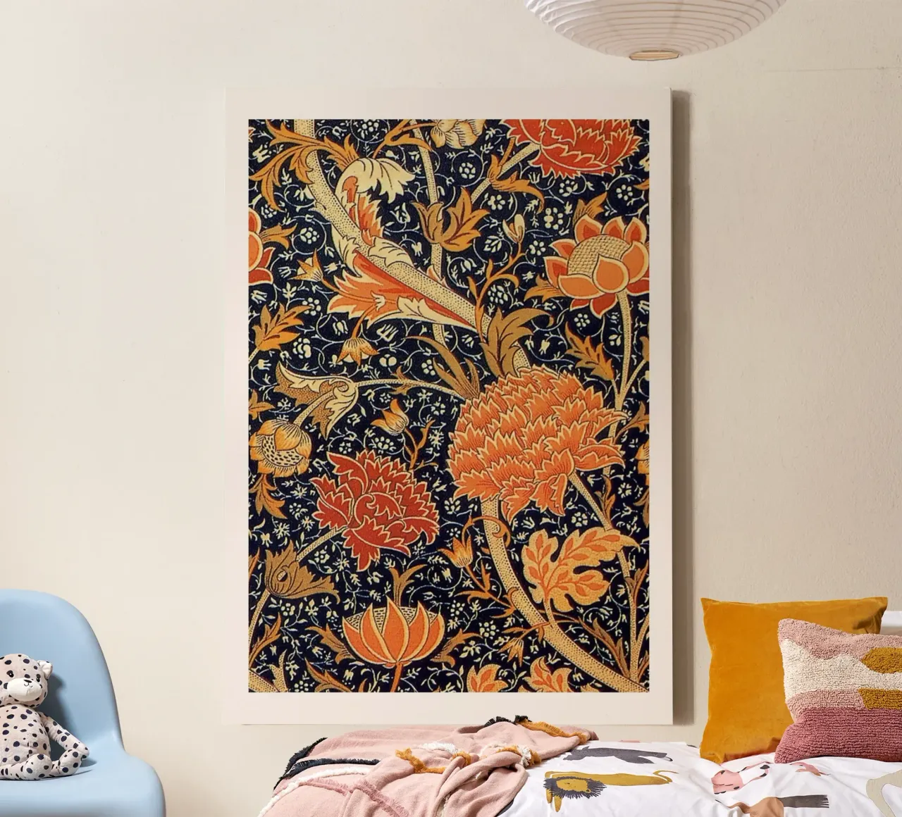 William Morris Donkere Bloemen Arts & Crafts Print canvas met Baklijst van vintagepod