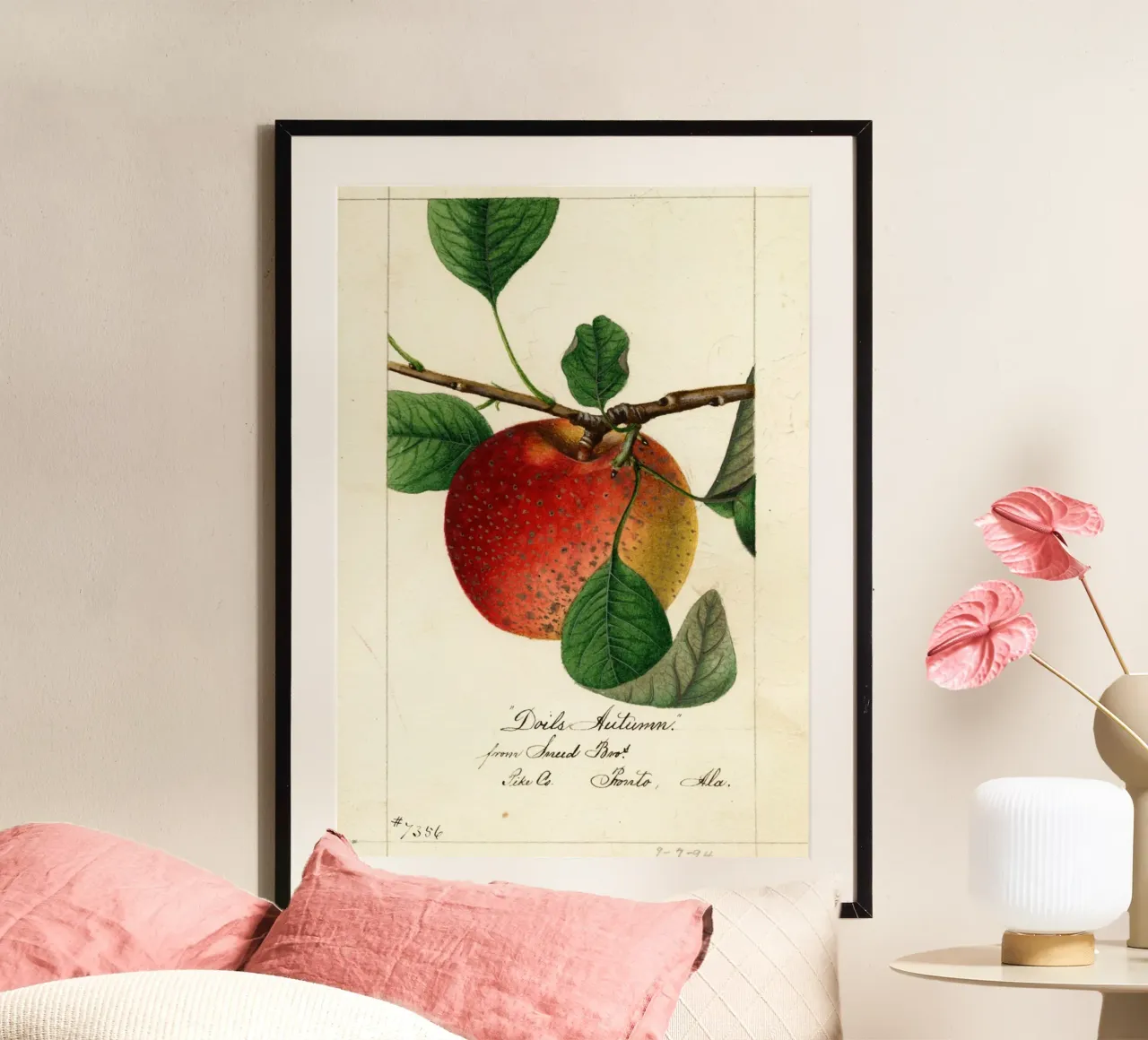 Pomme ancienne Impression botanique Doil's Autumn poster avec cadre en aluminium de vintagepod