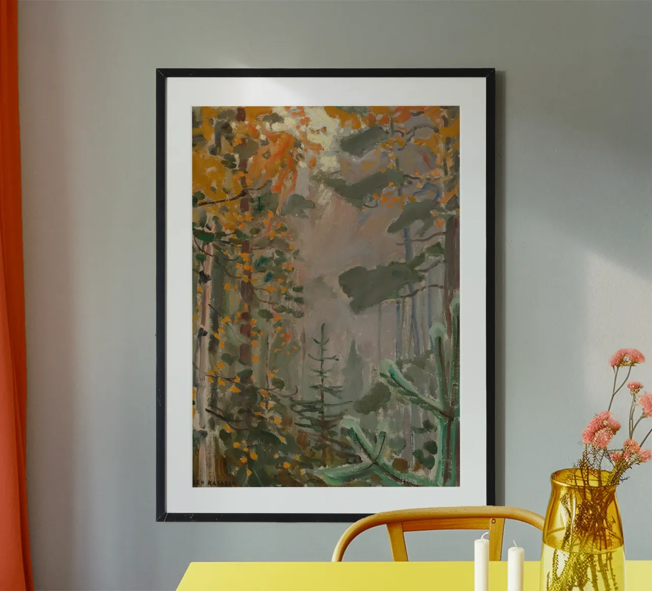 Paesaggio forestale autunnale con cervi - Poster impressionista poster da vintagepod