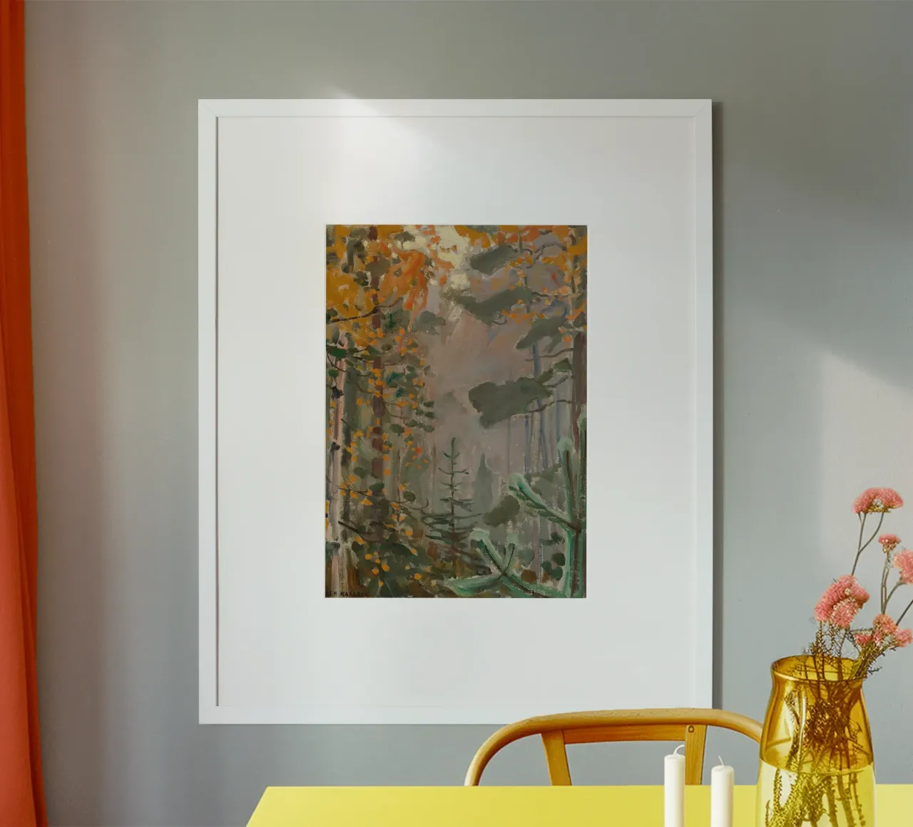 Paesaggio forestale autunnale con cervi - Poster impressionista poster da vintagepod