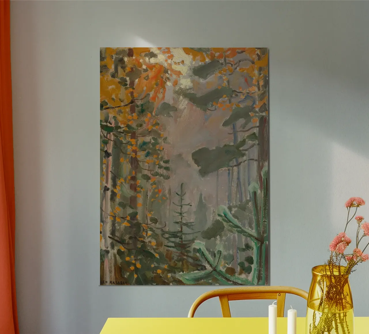 Paesaggio forestale autunnale con cervi - Poster impressionista poster da vintagepod