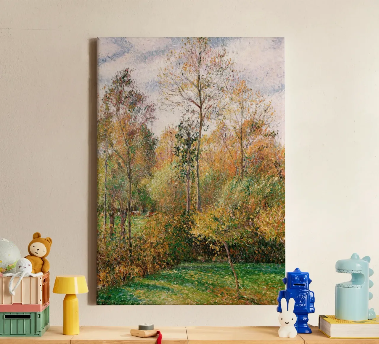 Camille Pissarro Autumn Trees – Impressionist Landscape Post canvas with Floater frame by vintagepod