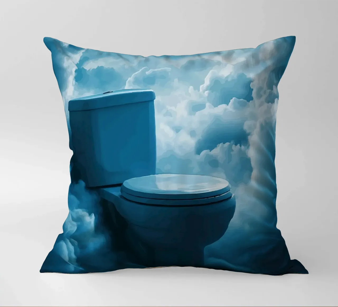 WC celeste in un mare di nuvole cuscino da pixelbull - medieval art and more