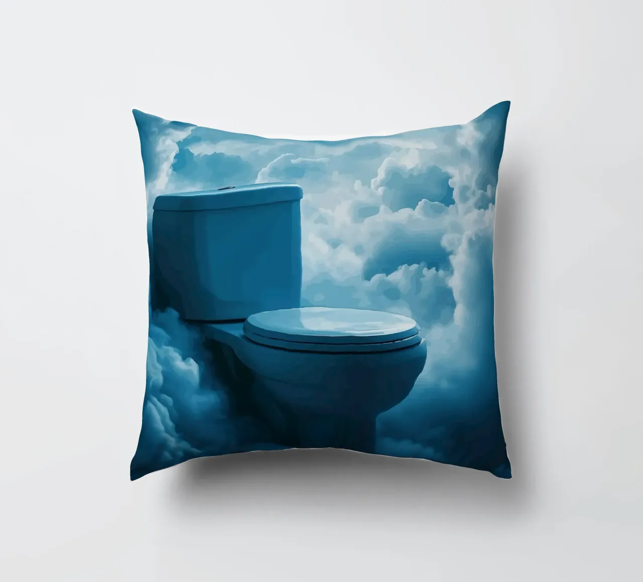WC celeste in un mare di nuvole cuscino da pixelbull - medieval art and more