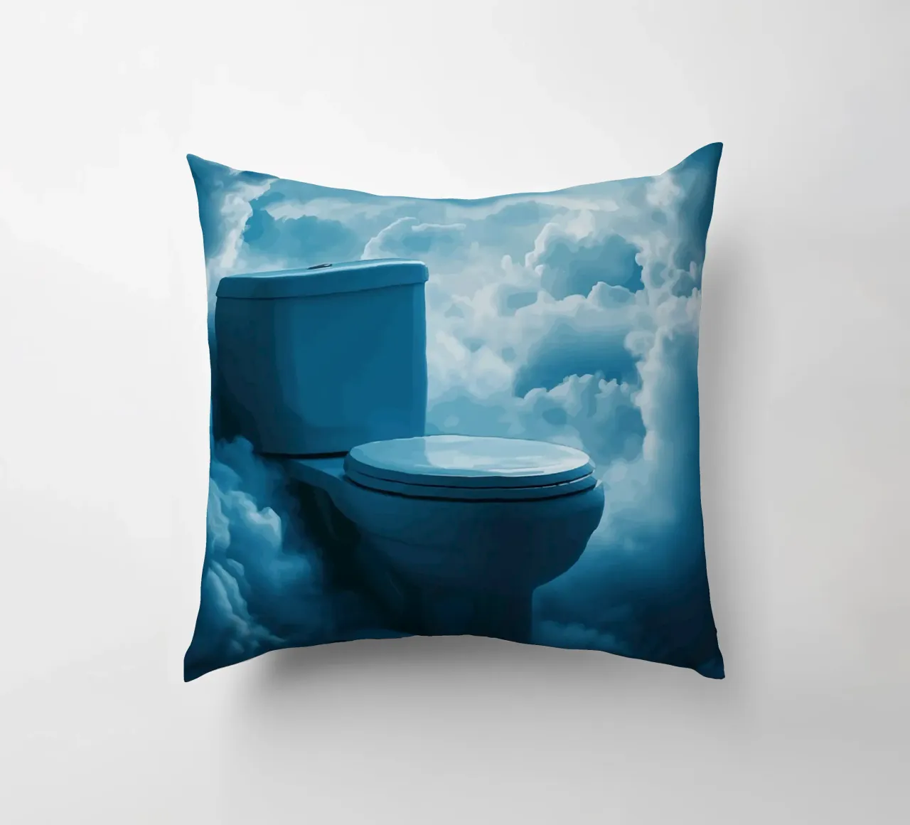 WC celeste in un mare di nuvole cuscino da pixelbull - medieval art and more