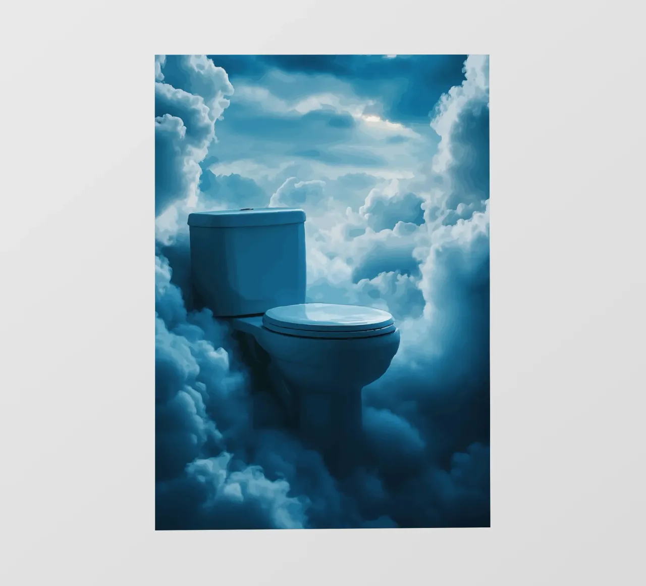 WC celeste in un mare di nuvole telo in pvc da pixelbull - medieval art and more