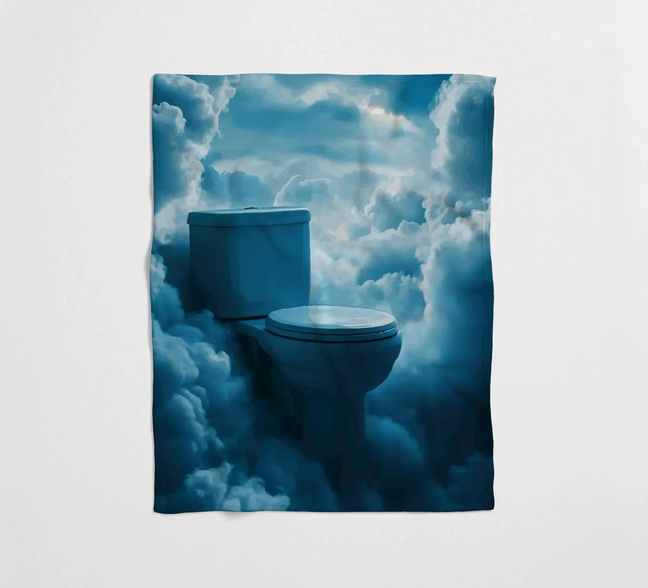 WC celeste in un mare di nuvole coperta in pile da pixelbull - medieval art and more