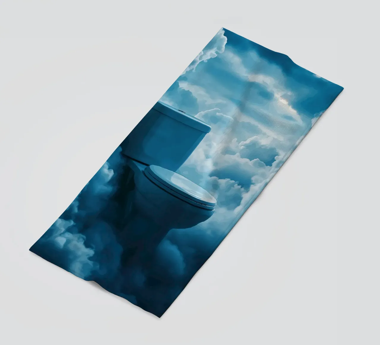 WC celeste in un mare di nuvole telo mare da pixelbull - medieval art and more