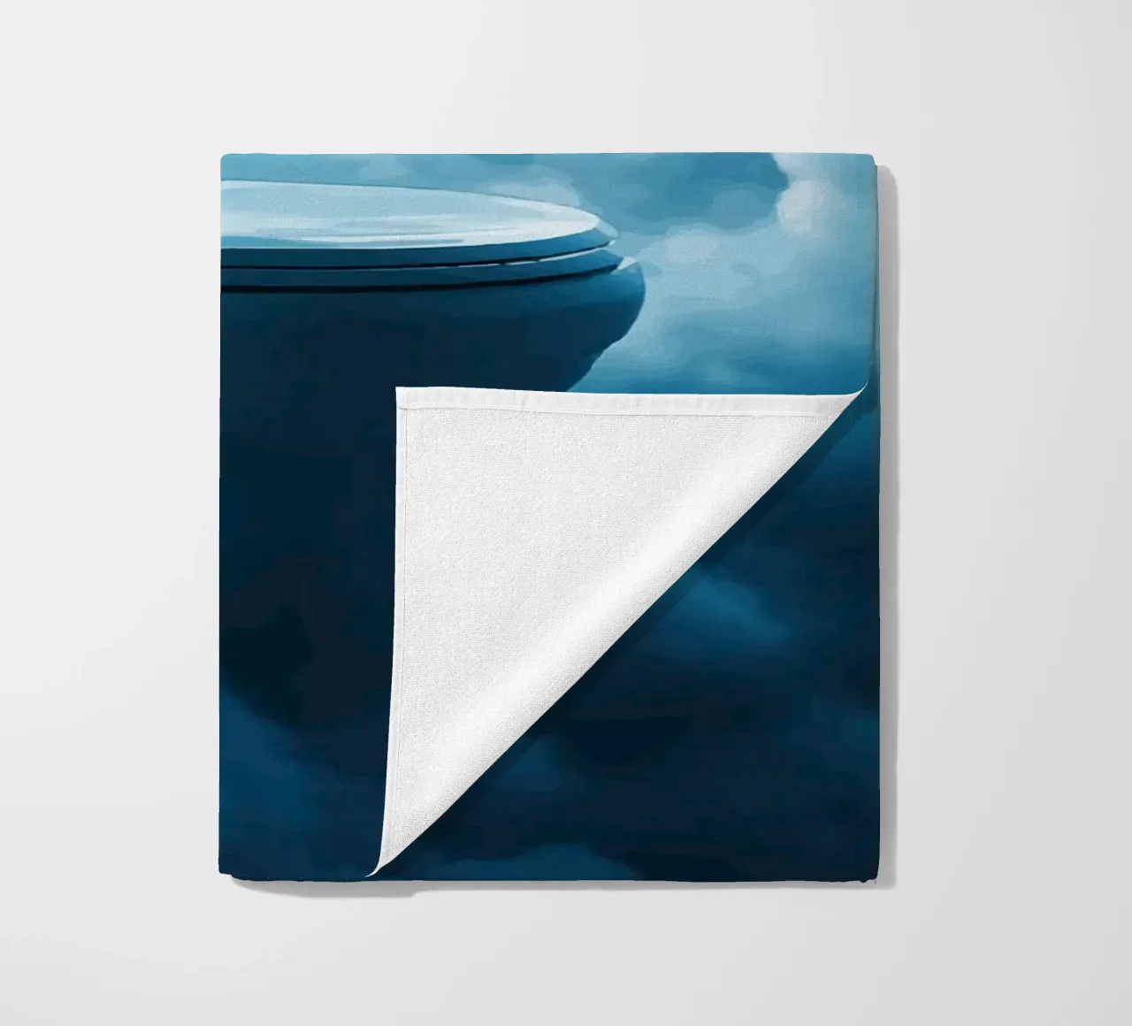 WC celeste in un mare di nuvole telo mare da pixelbull - medieval art and more