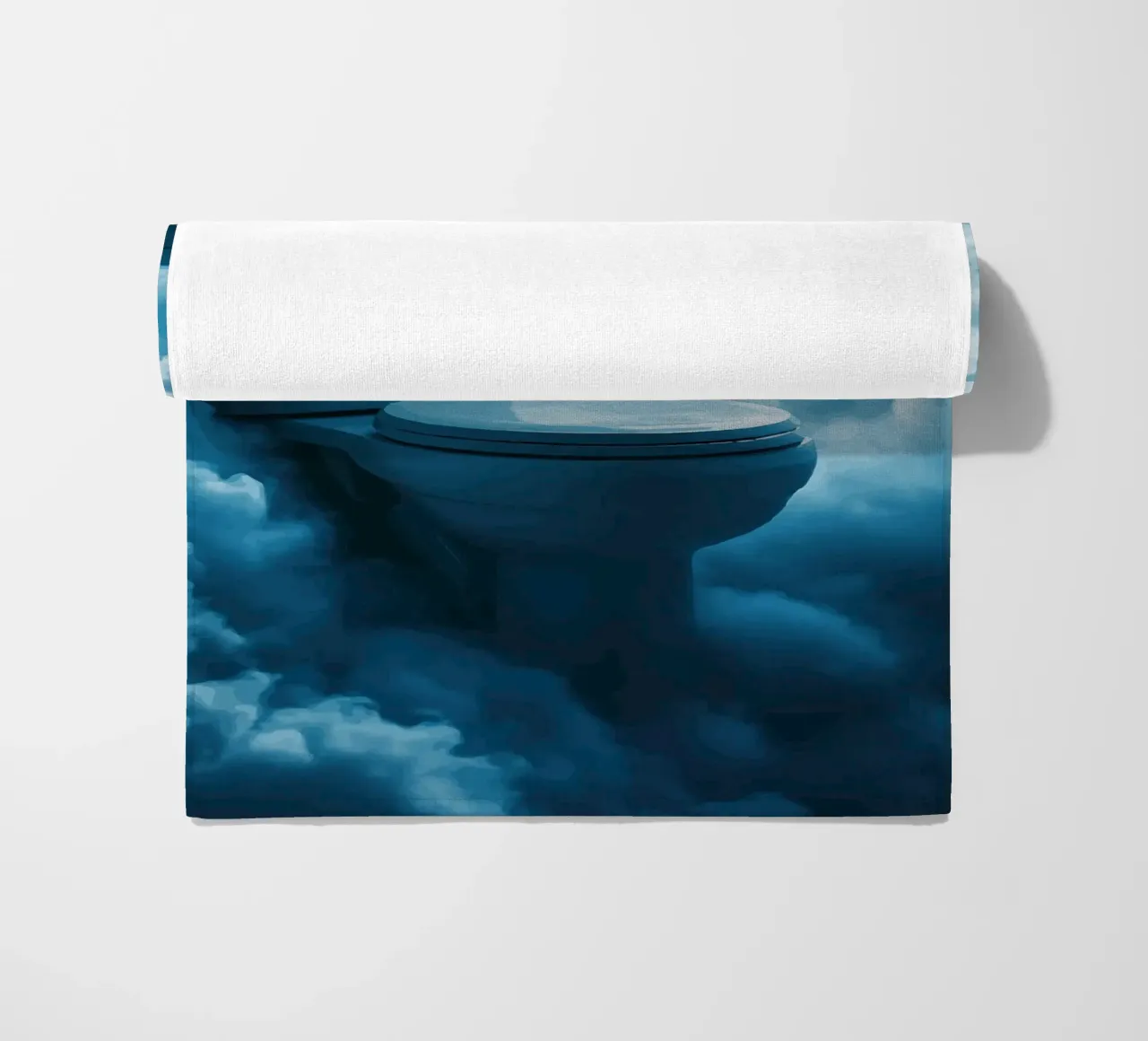 WC celeste in un mare di nuvole telo mare da pixelbull - medieval art and more