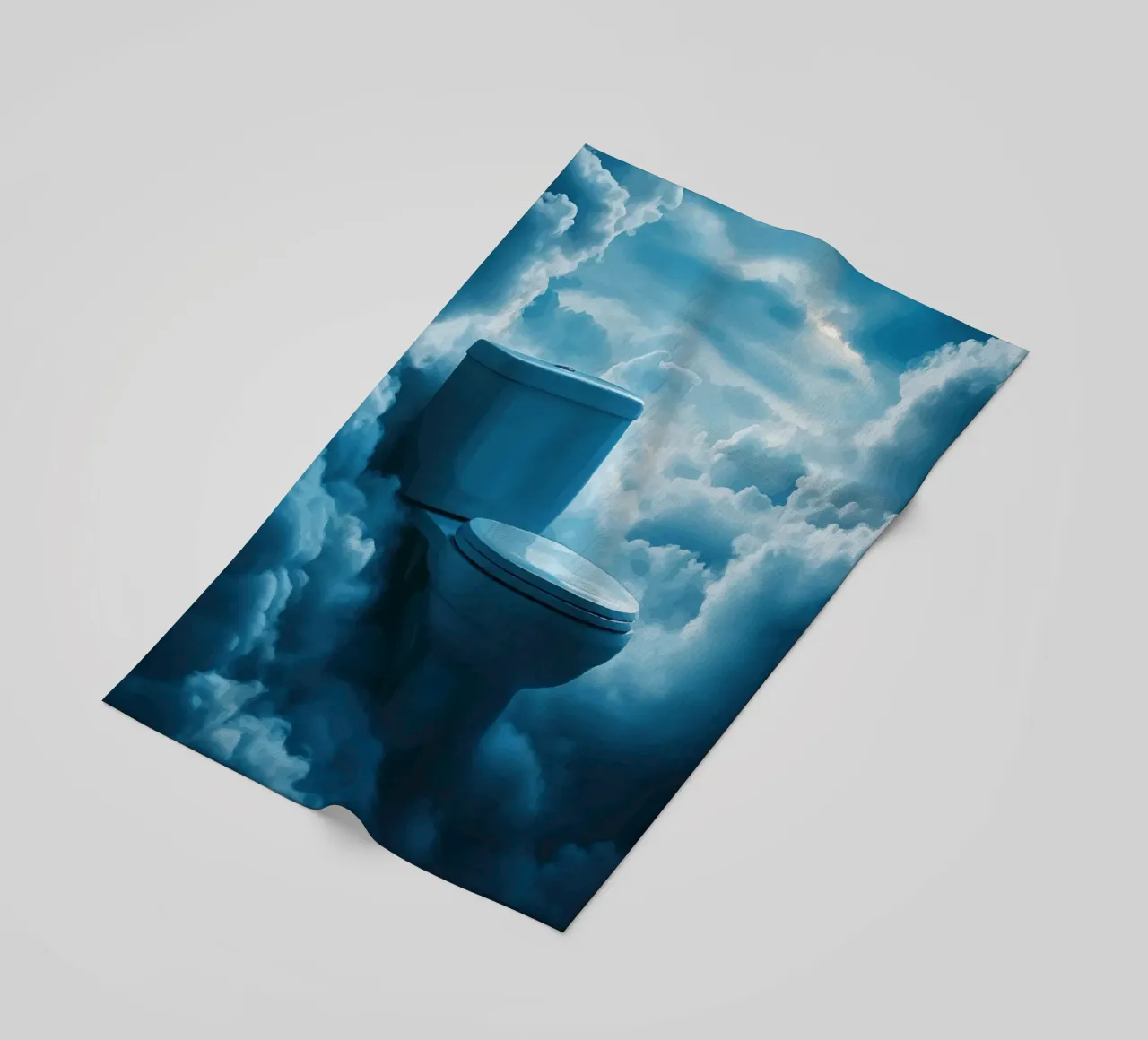 WC celeste in un mare di nuvole telo mare da pixelbull - medieval art and more